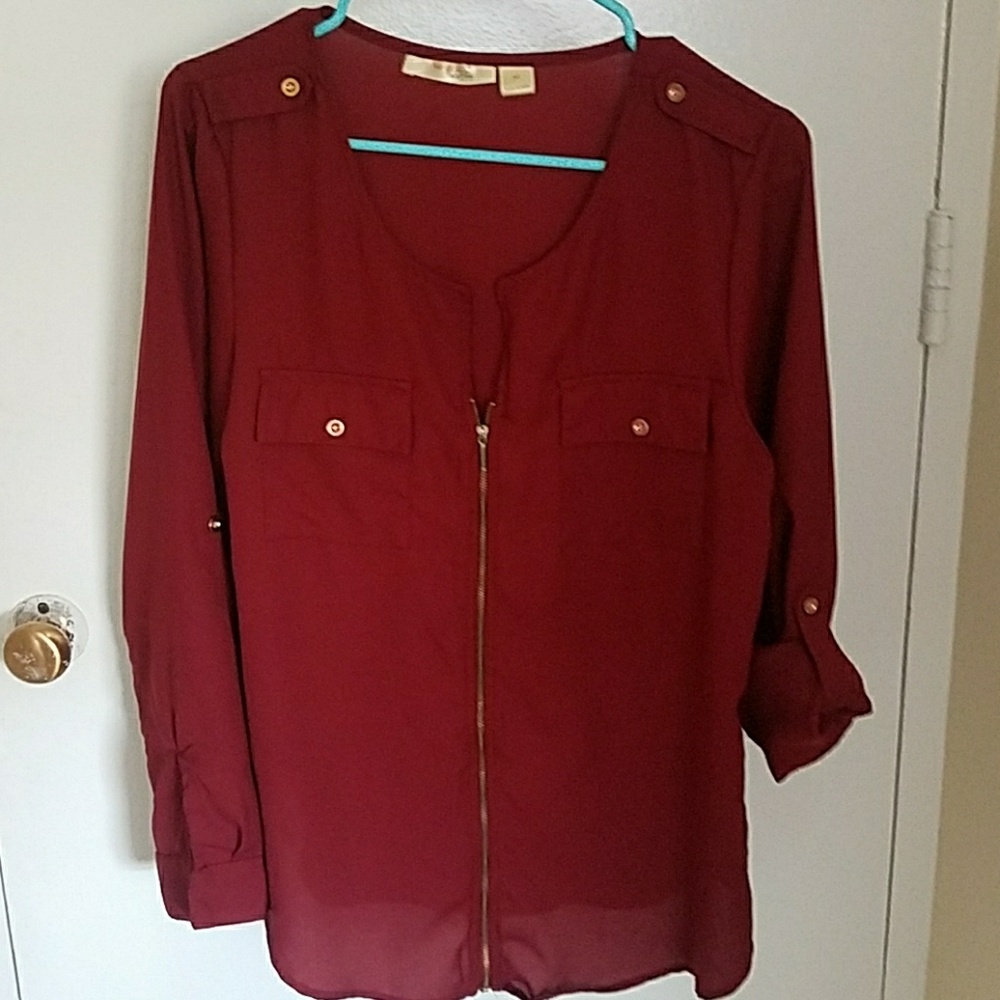 New Glory Red Long Sleeve Blouse Size M